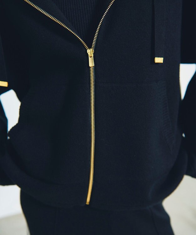 GRACE CONTINENTAL ロゴ刺繍ニットパーカー ブラック