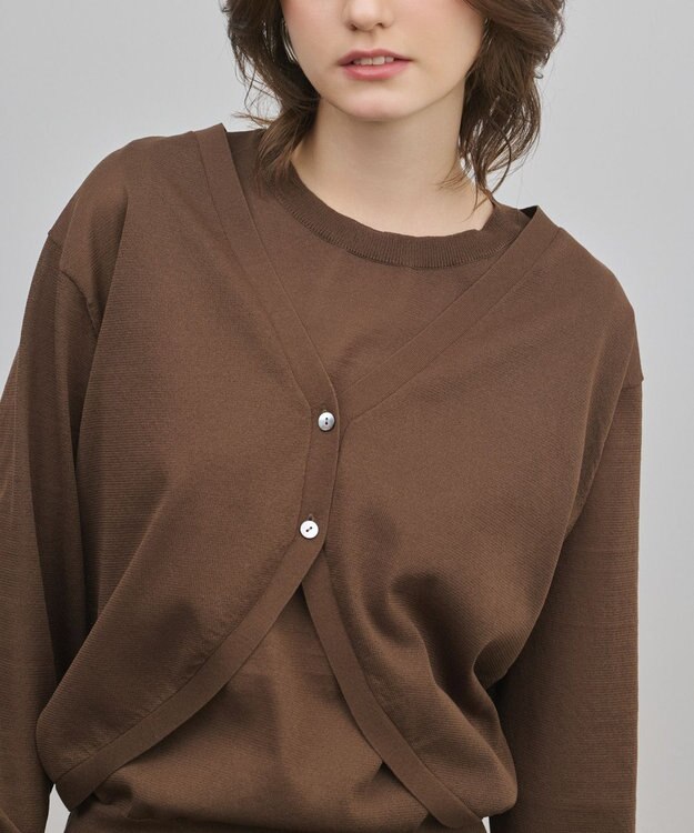 GRACE CONTINENTAL レイヤードニットトップ ブラウン