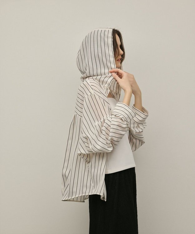 GRACE CONTINENTAL フードシャツ ストライプ