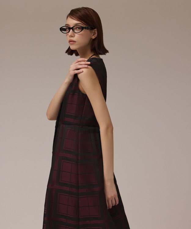 GRACE CONTINENTAL シャドーチェックワンピース ボルドー