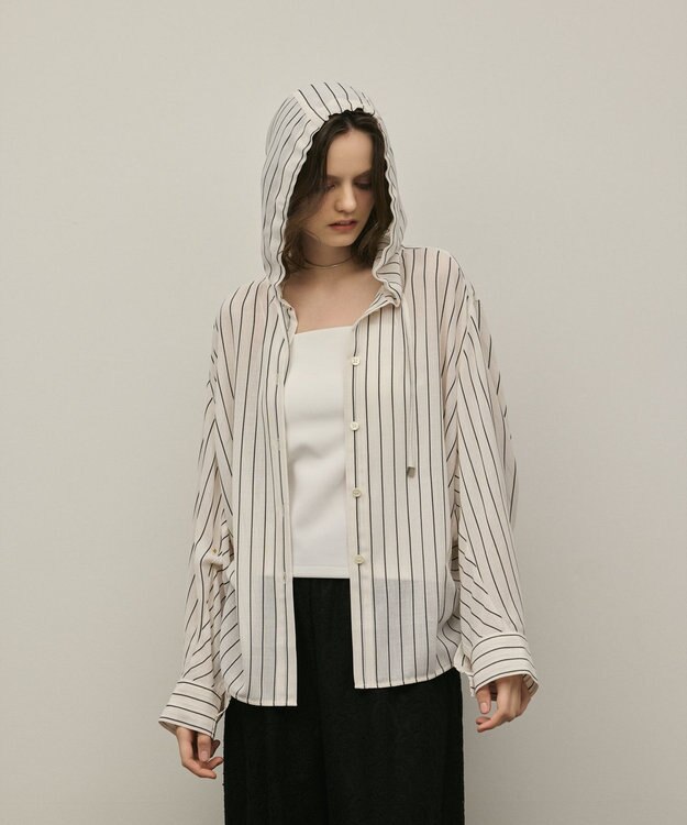 GRACE CONTINENTAL フードシャツ ストライプ