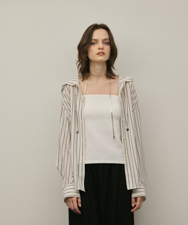 GRACE CONTINENTAL フードシャツ ストライプ