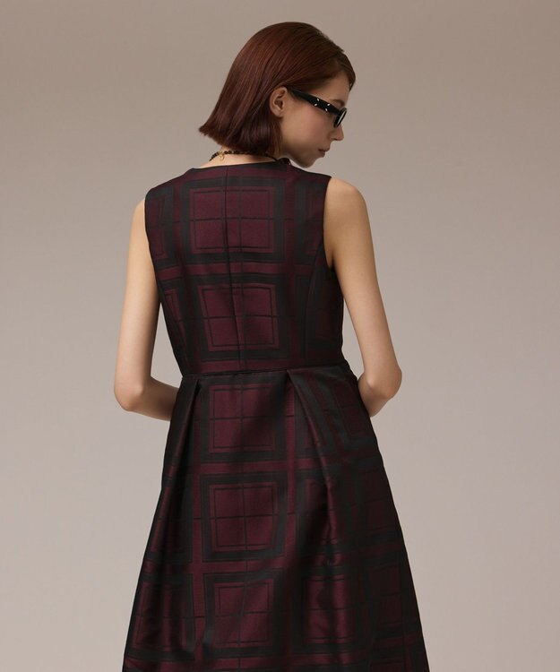 GRACE CONTINENTAL シャドーチェックワンピース ボルドー