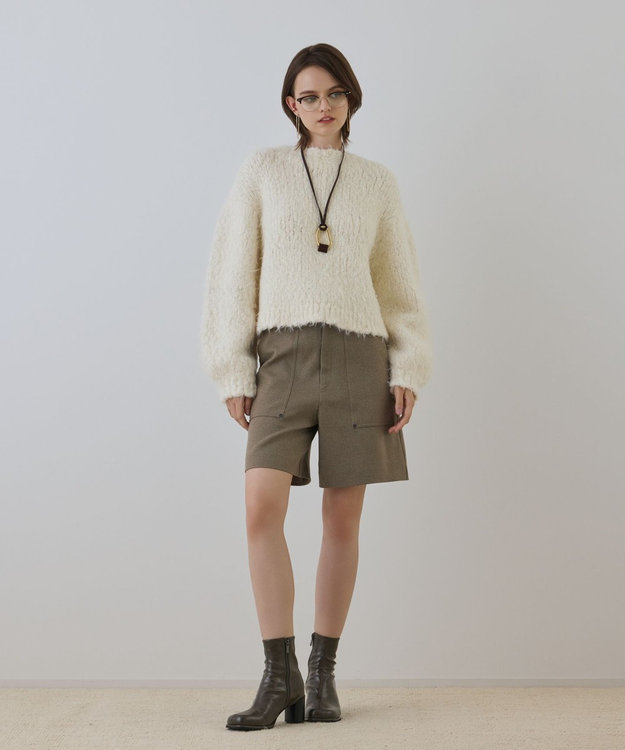 GRACE CONTINENTAL バルキーフェザーニットトップ ホワイト