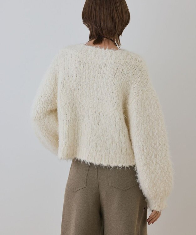 GRACE CONTINENTAL バルキーフェザーニットトップ ホワイト