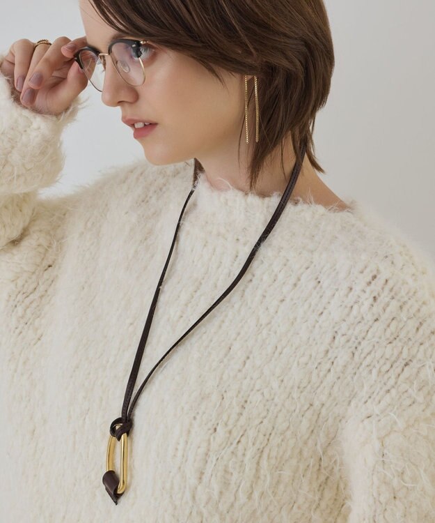 GRACE CONTINENTAL バルキーフェザーニットトップ ホワイト