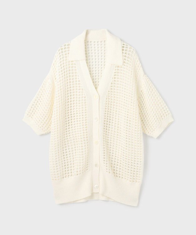 GRACE CONTINENTAL メッシュスキッパーニットカーディガン ホワイト