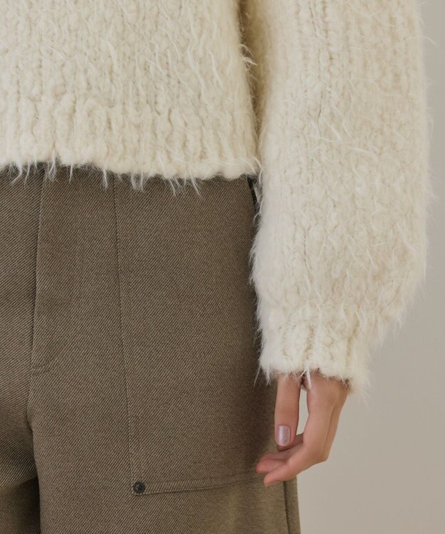 GRACE CONTINENTAL バルキーフェザーニットトップ ホワイト