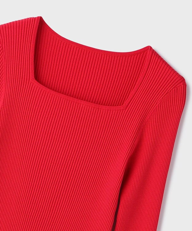 GRACE CONTINENTAL ハイゲージリブニットトップ レッド