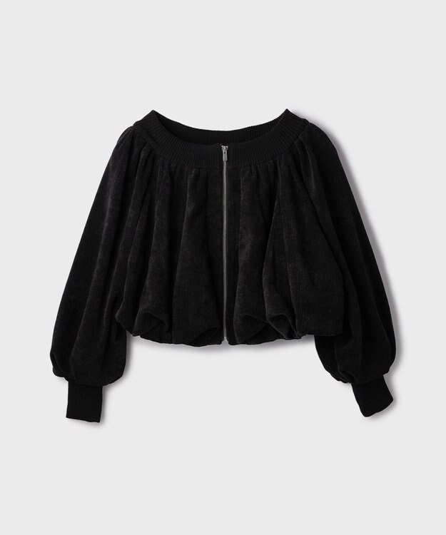 GRACE CONTINENTAL バルーンモールカットカーディガン ブラック