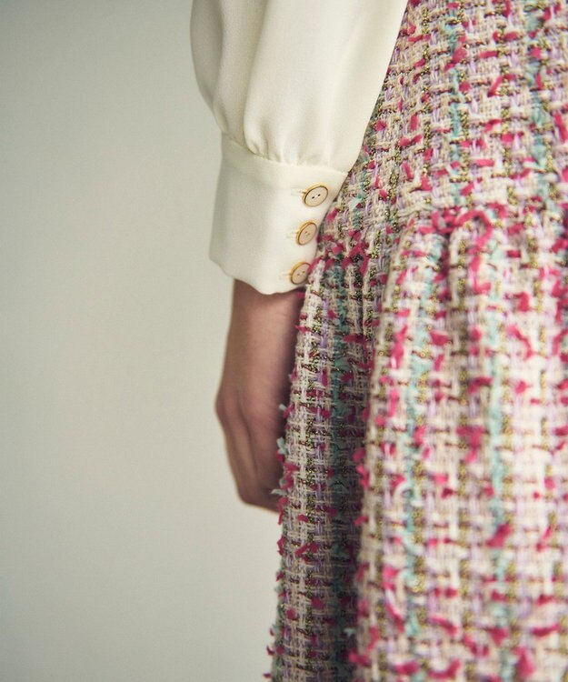 GRACE CONTINENTAL ツイードコンビワンピース ピンク