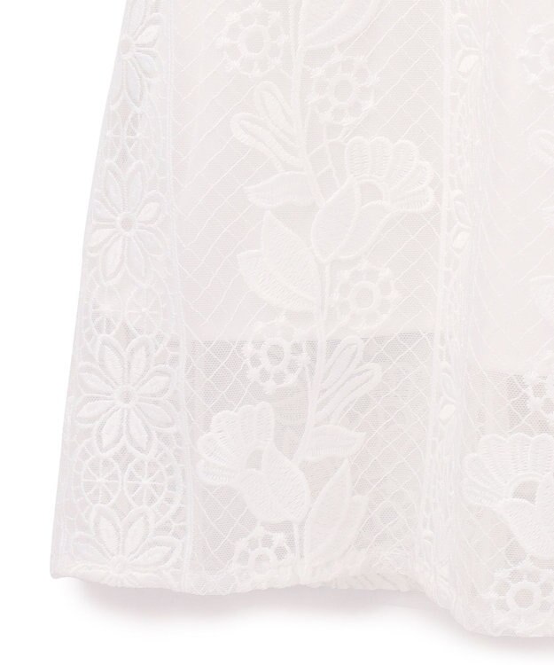 GRACE CONTINENTAL ストライプフラワー刺繍ワンピース ホワイト