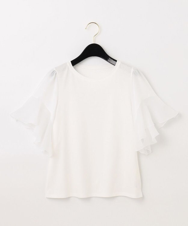 GRACE CONTINENTAL フレアスリーブカットトップ ホワイト