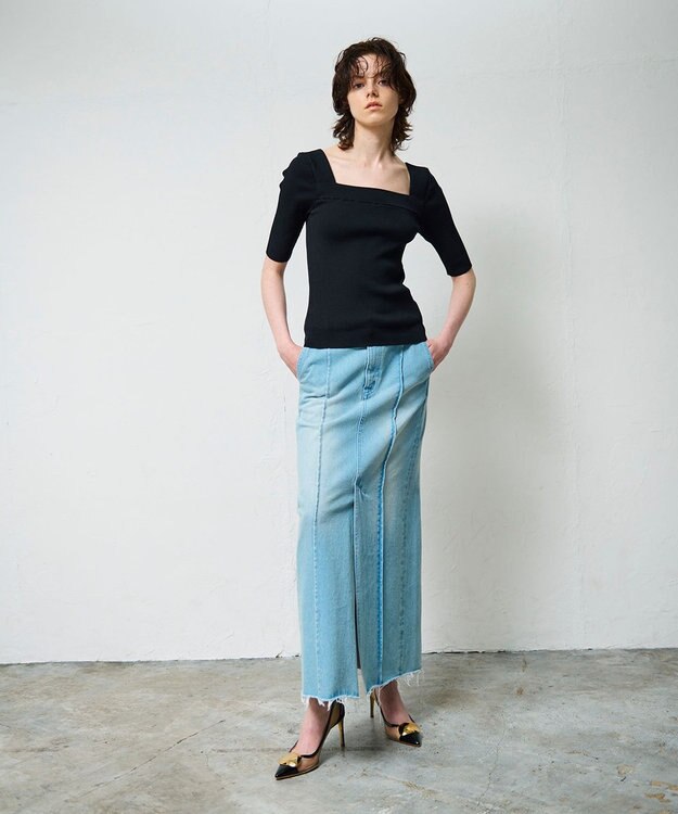 GRACE CONTINENTAL スクエアーネックトップ ブラック