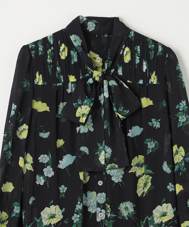 GRACE CONTINENTAL グラデフラワープリントワンピース ブラック