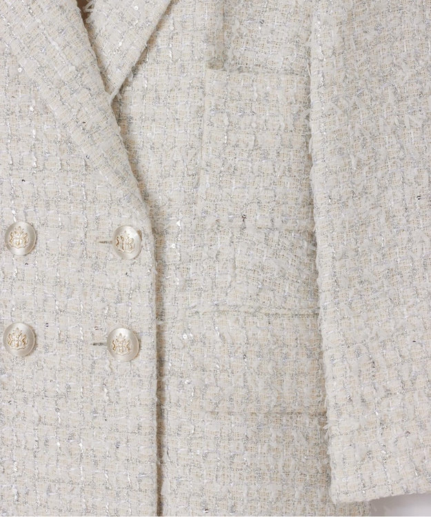 GRACE CONTINENTAL ツイードテーラードコート ホワイト