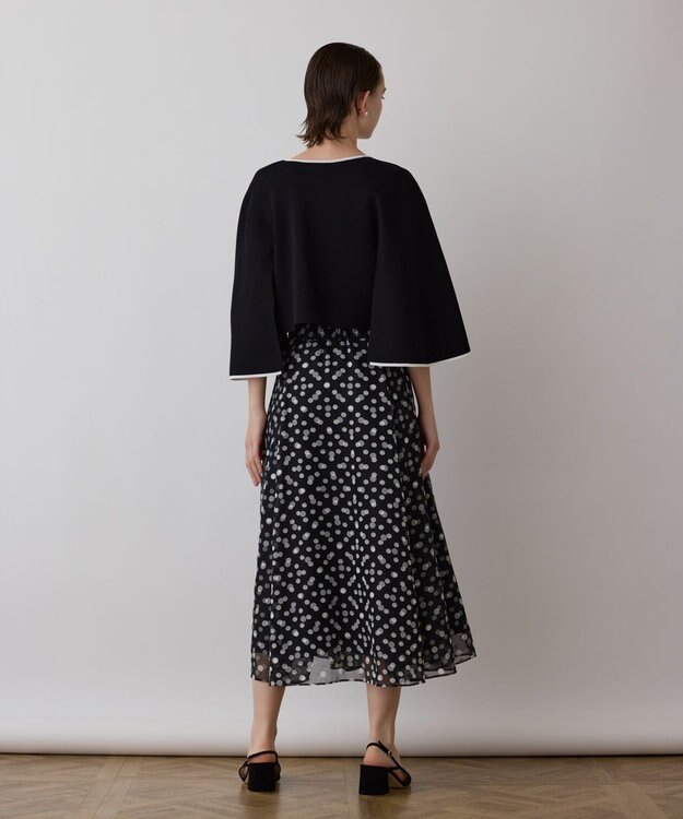 GRACE CONTINENTAL バイカラースリットニットカーディガン ブラック