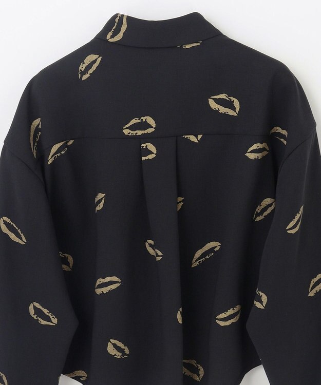 GRACE CONTINENTAL リップモチーフショートシャツ ブラック