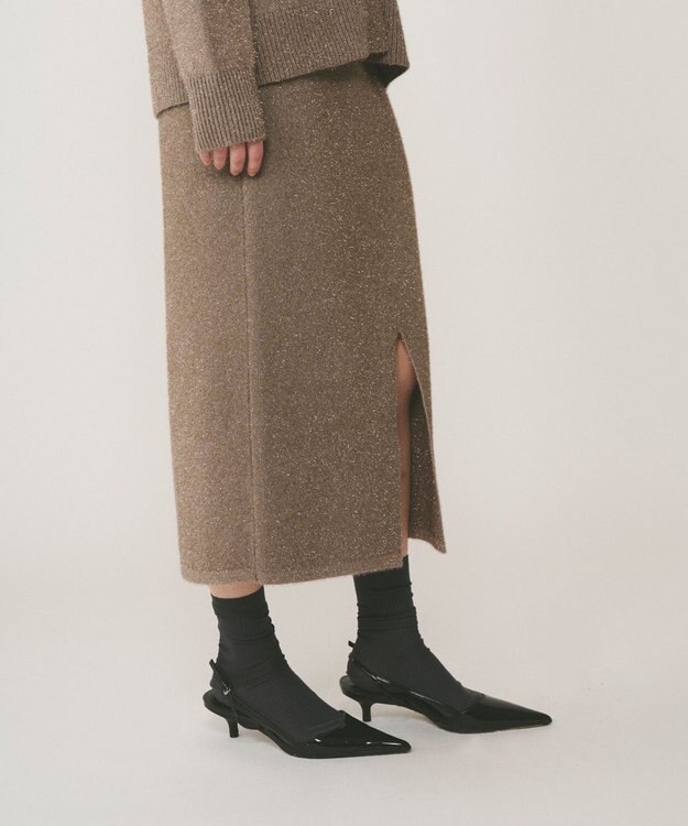 GRACE CONTINENTAL フィルムヤーンニットスカート ベージュ