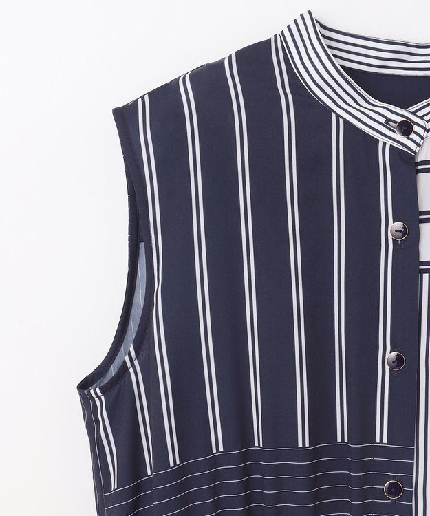 GRACE CONTINENTAL ストライププリントワンピース ネイビー
