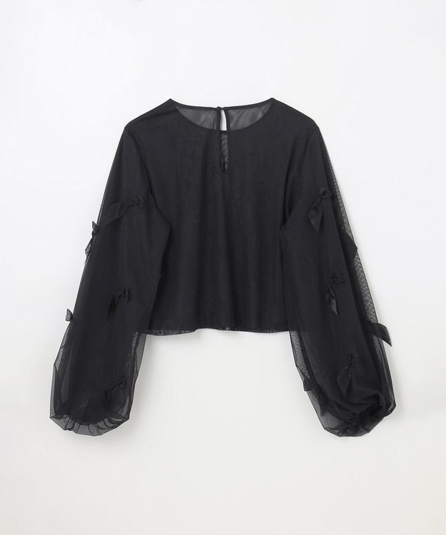 GRACE CONTINENTAL リボンチュールトップ ブラック