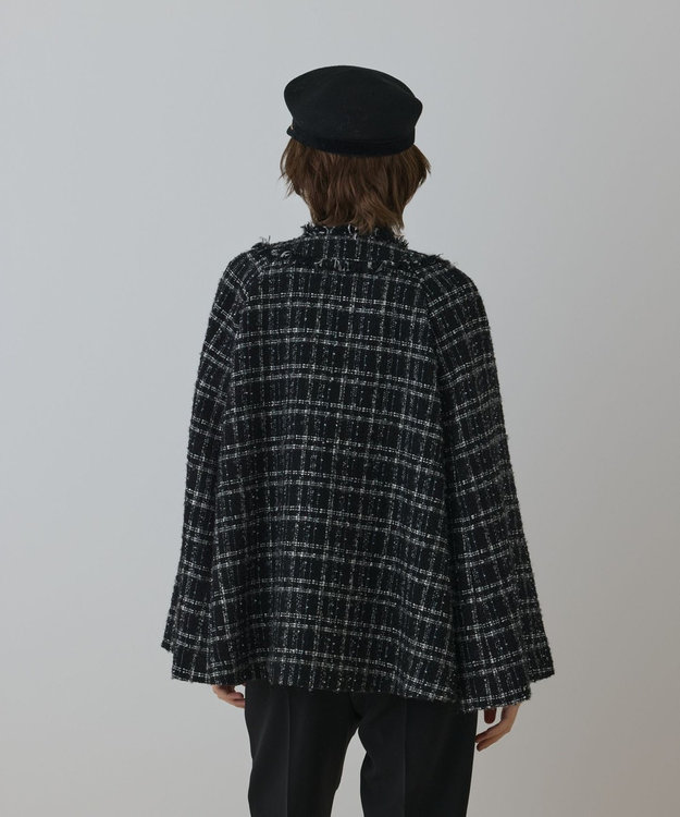 GRACE CONTINENTAL フレアスリーブツイードジャケット ブラック