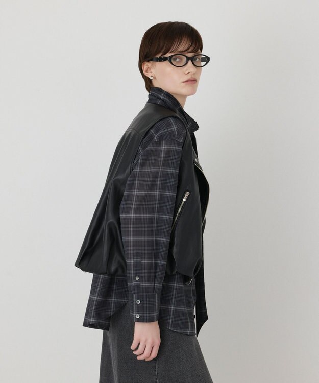 GRACE CONTINENTAL ライダースジレ ブラック