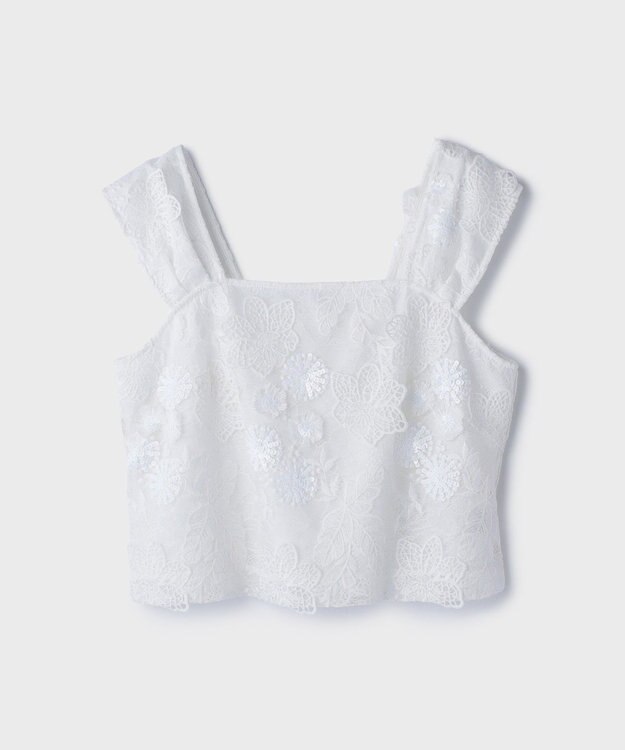 GRACE CONTINENTAL チュール刺繍トップ ホワイト