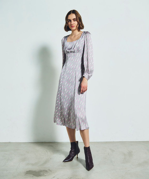 GRACE CONTINENTAL バックシャンリップドレス グレー