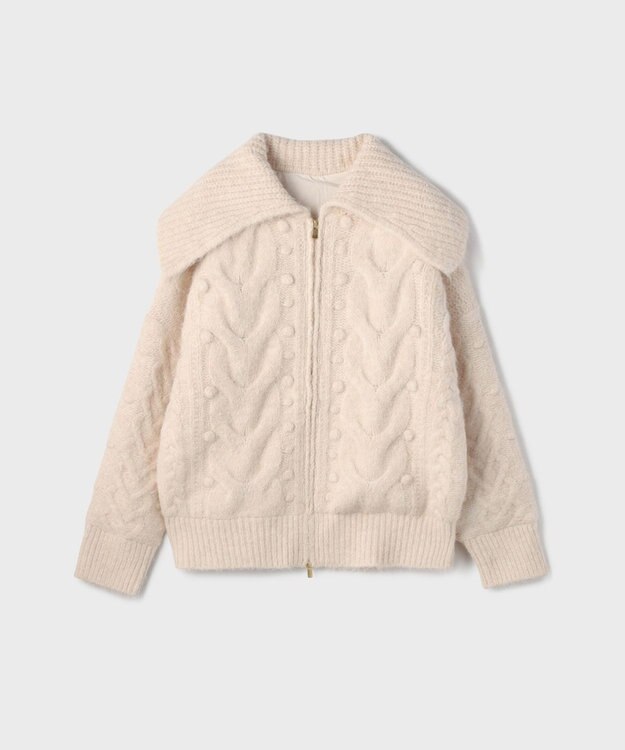 GRACE CONTINENTAL ヘアリーニットコクーンジャケット キナリ