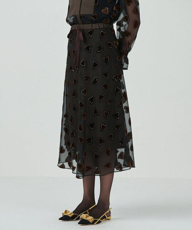 GRACE CONTINENTAL ハートオパールスカート ブラウン