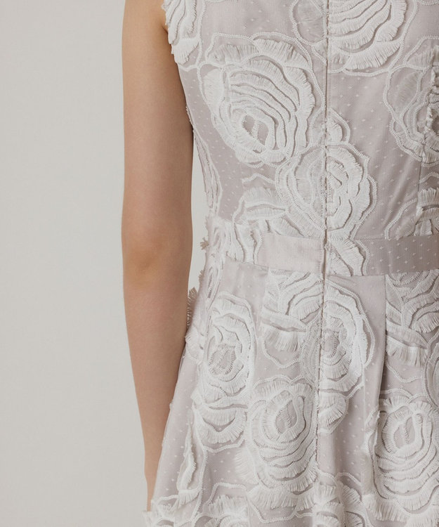 GRACE CONTINENTAL ローズ刺繍ワンピース ホワイト