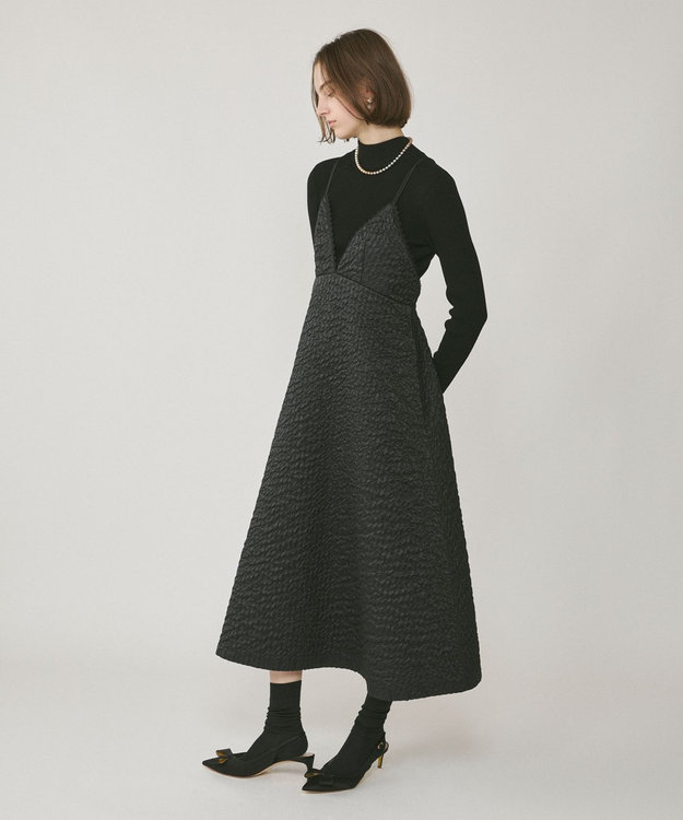 GRACE CONTINENTAL エンボスキャミワンピース ブラック