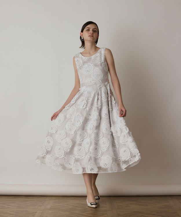GRACE CONTINENTAL ローズ刺繍ワンピース ホワイト