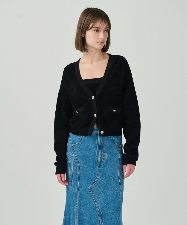 GRACE CONTINENTAL モールニットカーディガン ブラック