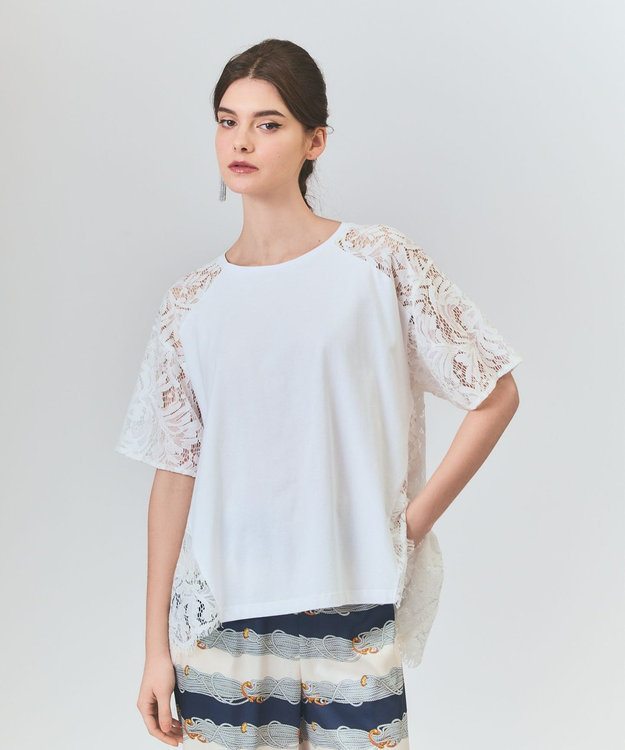 GRACE CONTINENTAL バックレース天竺トップ ホワイト