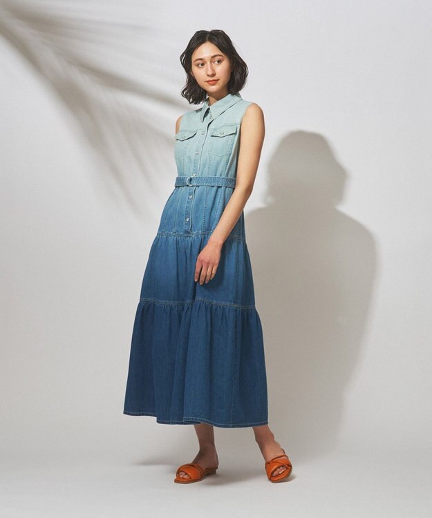 GRACE CONTINENTAL デニムノースリーブワンピース サックス