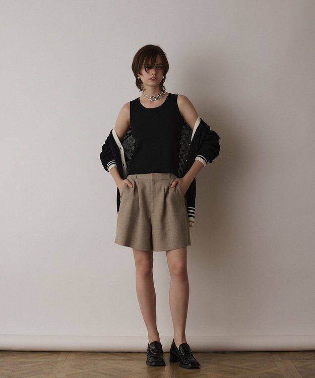 GRACE CONTINENTAL Uネックリブニットトップ ブラック