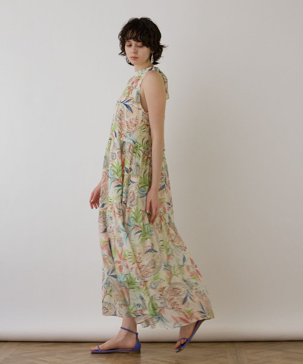 GRACE CONTINENTAL リゾートプリントティアードワンピース キナリ