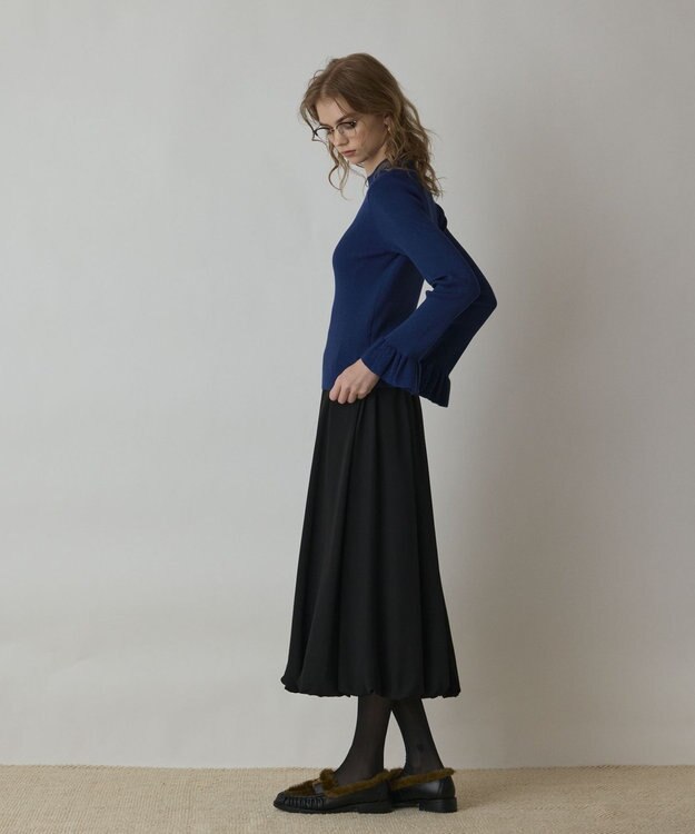 GRACE CONTINENTAL ラメリブニットトップ ブルー