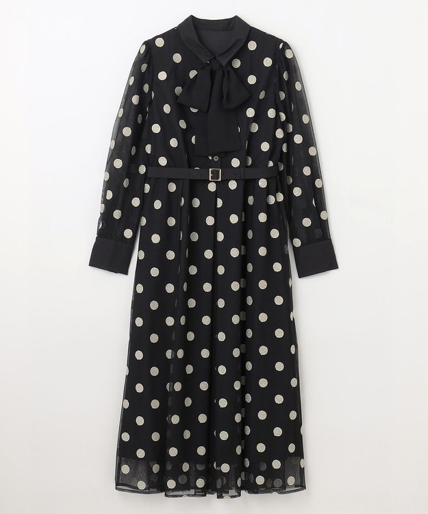 GRACE CONTINENTAL ラメドット刺繍ドレス ブラック
