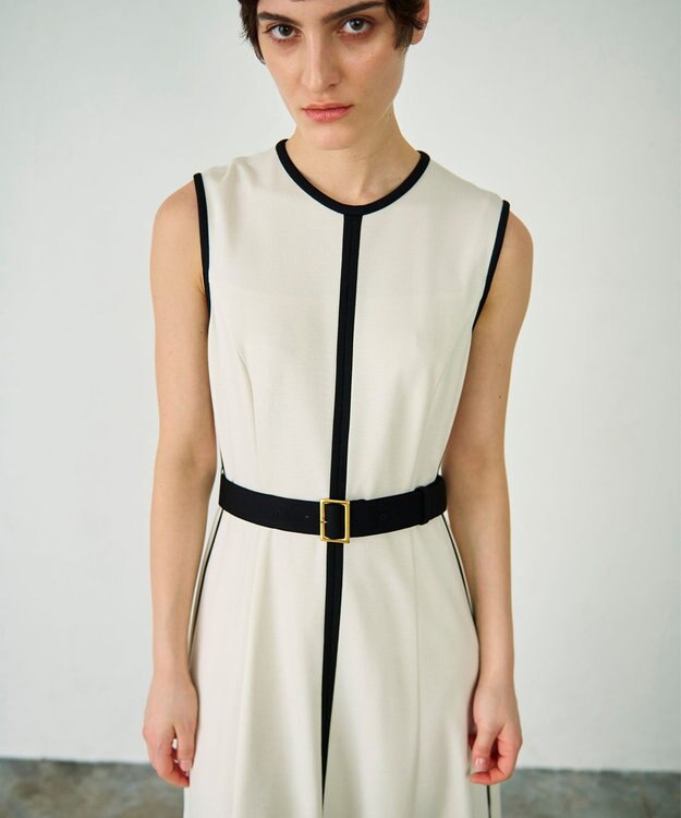 GRACE CONTINENTAL 配色ポンチフレアワンピース ホワイト