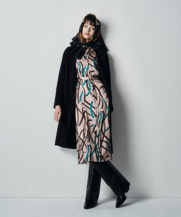 GRACE CONTINENTAL ベルトプリントシャツドレス ベージュ