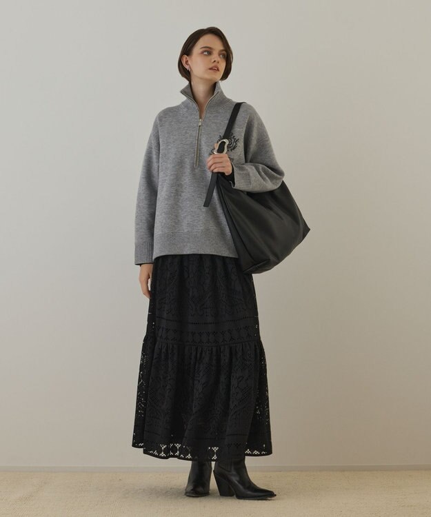 GRACE CONTINENTAL レースティアードスカート ブラック