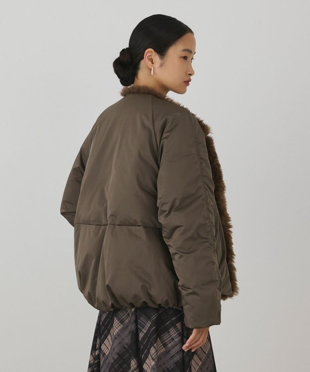 GRACE CONTINENTAL フェイクファー衿ボンバージャケット カーキ