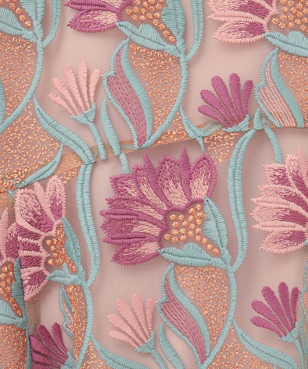 GRACE CONTINENTAL フラワー刺繍チュールドレス ピンク