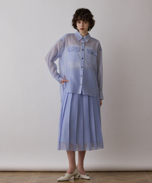 GRACE CONTINENTAL マットシアープリーツスカート ブルー