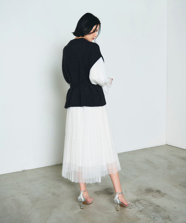 GRACE CONTINENTAL フェザーニットコンビトップ ブラック