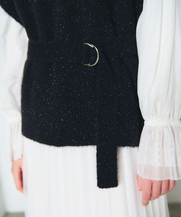 GRACE CONTINENTAL フェザーニットコンビトップ ブラック