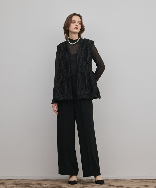 GRACE CONTINENTAL カットジャガードペプラムジレ ブラック